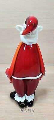 Vintage Murano Italy Glass Santa Christmas Clown / 11 Tall