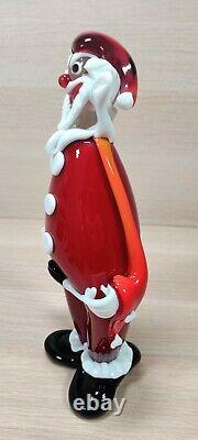 Vintage Murano Italy Glass Santa Christmas Clown / 11 Tall