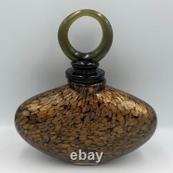 Vintage Murano Italy Gold Aventurine Art Glass Perfume Bottle 9