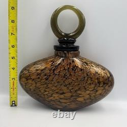 Vintage Murano Italy Gold Aventurine Art Glass Perfume Bottle 9