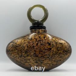 Vintage Murano Italy Gold Aventurine Art Glass Perfume Bottle 9