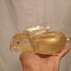 Vintage Murano Italy Gold Flecks Art Glass Bunny Rabbit Figurine With Red Eyes
