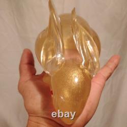 Vintage Murano Italy Gold Flecks Art Glass Bunny Rabbit Figurine With Red Eyes