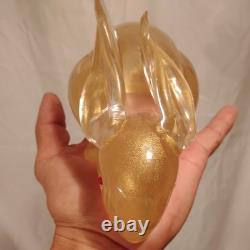 Vintage Murano Italy Gold Flecks Art Glass Bunny Rabbit Figurine With Red Eyes