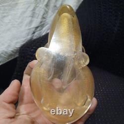 Vintage Murano Italy Gold Flecks Art Glass Bunny Rabbit Figurine With Red Eyes