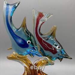 Vintage Murano Italy Jordan's Importing Co JICo Double Fish Glass Sculpture 12H