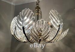 Vintage Murano Italy Leaf Glass Hanging Chandelier Barovier and Toso Hollywood