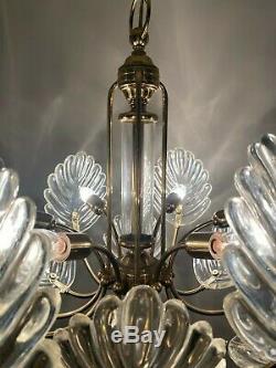 Vintage Murano Italy Leaf Glass Hanging Chandelier Barovier and Toso Hollywood