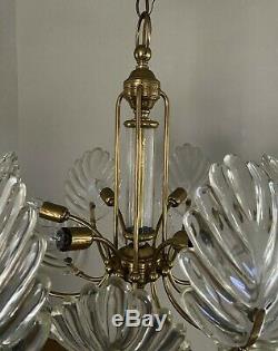 Vintage Murano Italy Leaf Glass Hanging Chandelier Barovier and Toso Hollywood