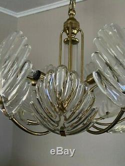 Vintage Murano Italy Leaf Glass Hanging Chandelier Barovier and Toso Hollywood