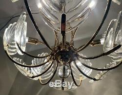 Vintage Murano Italy Leaf Glass Hanging Chandelier Barovier and Toso Hollywood