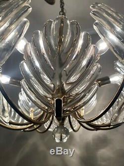 Vintage Murano Italy Leaf Glass Hanging Chandelier Barovier and Toso Hollywood