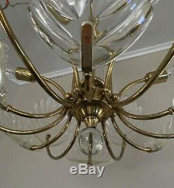 Vintage Murano Italy Leaf Glass Hanging Chandelier Barovier and Toso Hollywood