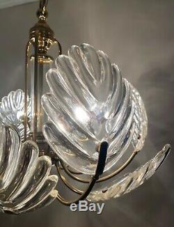 Vintage Murano Italy Leaf Glass Hanging Chandelier Barovier and Toso Hollywood