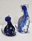 Vintage Murano Italy Millefiori Art Glass 2 Cats Figurine Venetian Cobalt Blue