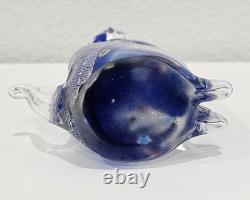 Vintage Murano Italy Millefiori Art Glass 2 Cats Figurine Venetian Cobalt Blue