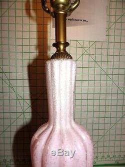 Vintage Murano Italy Pink Barovier Toso Bubble Glass MCM Marble Base 3 Way Lamp