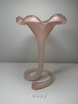 Vintage Murano Italy Pink Satin Mod Art Glass Sculptural Vase Seguso attribution