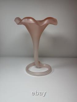 Vintage Murano Italy Pink Satin Mod Art Glass Sculptural Vase Seguso attribution