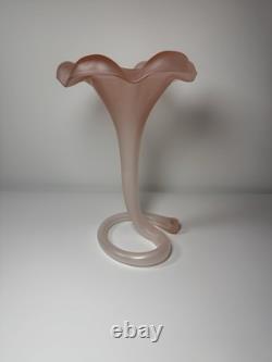 Vintage Murano Italy Pink Satin Mod Art Glass Sculptural Vase Seguso attribution