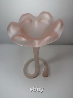 Vintage Murano Italy Pink Satin Mod Art Glass Sculptural Vase Seguso attribution