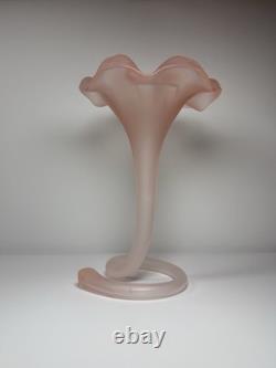 Vintage Murano Italy Pink Satin Mod Art Glass Sculptural Vase Seguso attribution