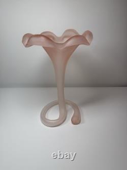 Vintage Murano Italy Pink Satin Mod Art Glass Sculptural Vase Seguso attribution