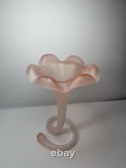Vintage Murano Italy Pink Satin Mod Art Glass Sculptural Vase Seguso attribution