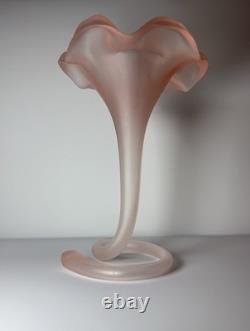 Vintage Murano Italy Pink Satin Mod Art Glass Sculptural Vase Seguso attribution
