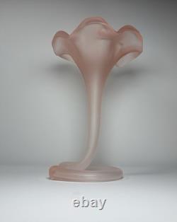 Vintage Murano Italy Pink Satin Mod Art Glass Sculptural Vase Seguso attribution