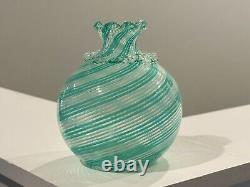 Vintage Murano Italy Reticello Art Glass Vase by Dino Martens for Aureliano Toso