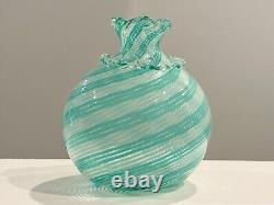 Vintage Murano Italy Reticello Art Glass Vase by Dino Martens for Aureliano Toso