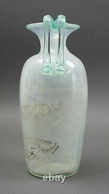 Vintage Murano Italy Scavo Corroso Amphora Handled Art Glass Vase 11