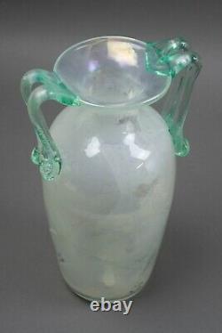 Vintage Murano Italy Scavo Corroso Amphora Handled Art Glass Vase 11