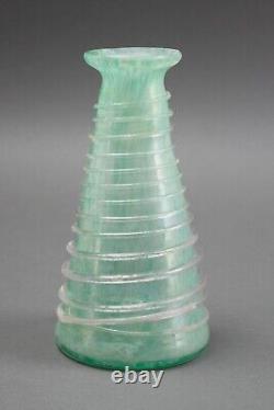 Vintage Murano Italy Scavo Corroso Spiral Swirl Art Glass Bottle Vase 6 7/8