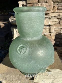 Vintage Murano Italy Seguso Vetri Art Glass Vase 9 3/4 Green Ancient Look