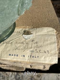 Vintage Murano Italy Seguso Vetri Art Glass Vase 9 3/4 Green Ancient Look