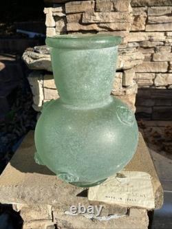 Vintage Murano Italy Seguso Vetri Art Glass Vase 9 3/4 Green Ancient Look
