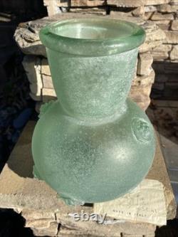Vintage Murano Italy Seguso Vetri Art Glass Vase 9 3/4 Green Ancient Look