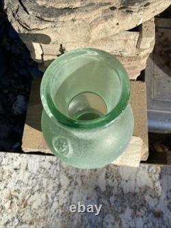 Vintage Murano Italy Seguso Vetri Art Glass Vase 9 3/4 Green Ancient Look