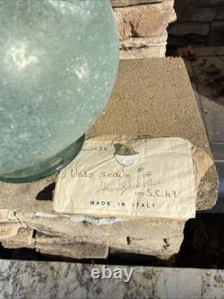 Vintage Murano Italy Seguso Vetri Art Glass Vase 9 3/4 Green Ancient Look