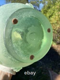 Vintage Murano Italy Seguso Vetri Art Glass Vase 9 3/4 Green Ancient Look