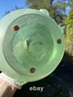 Vintage Murano Italy Seguso Vetri Art Glass Vase 9 3/4 Green Ancient Look