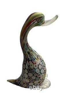 Vintage Murano Italy Style Art Glass Millefiori Bird Duck Sculpture Figure