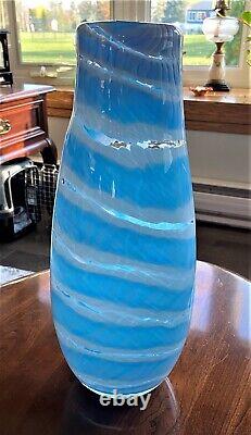 Vintage Murano Italy Turquoise Art Glass Vase 15