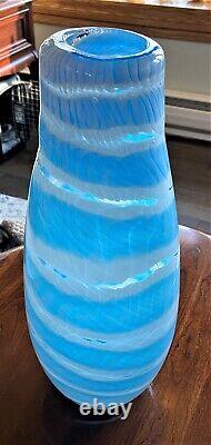 Vintage Murano Italy Turquoise Art Glass Vase 15