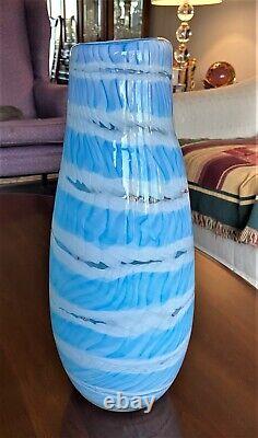 Vintage Murano Italy Turquoise Art Glass Vase 15