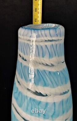 Vintage Murano Italy Turquoise Art Glass Vase 15