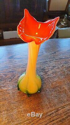 Vintage Murano Jack In The Pulpit Italian Art Glass Vase Twisted Calla Lily