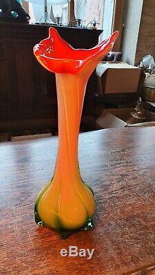 Vintage Murano Jack In The Pulpit Italian Art Glass Vase Twisted Calla Lily